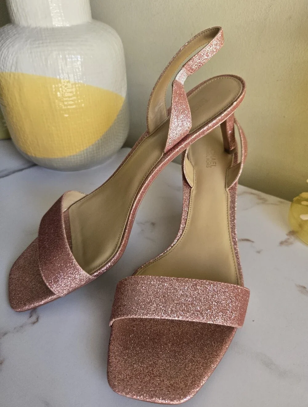 GUC Michael Kors Mila Slingback Sandals in Primrose Pixie Glitter Size 9.5